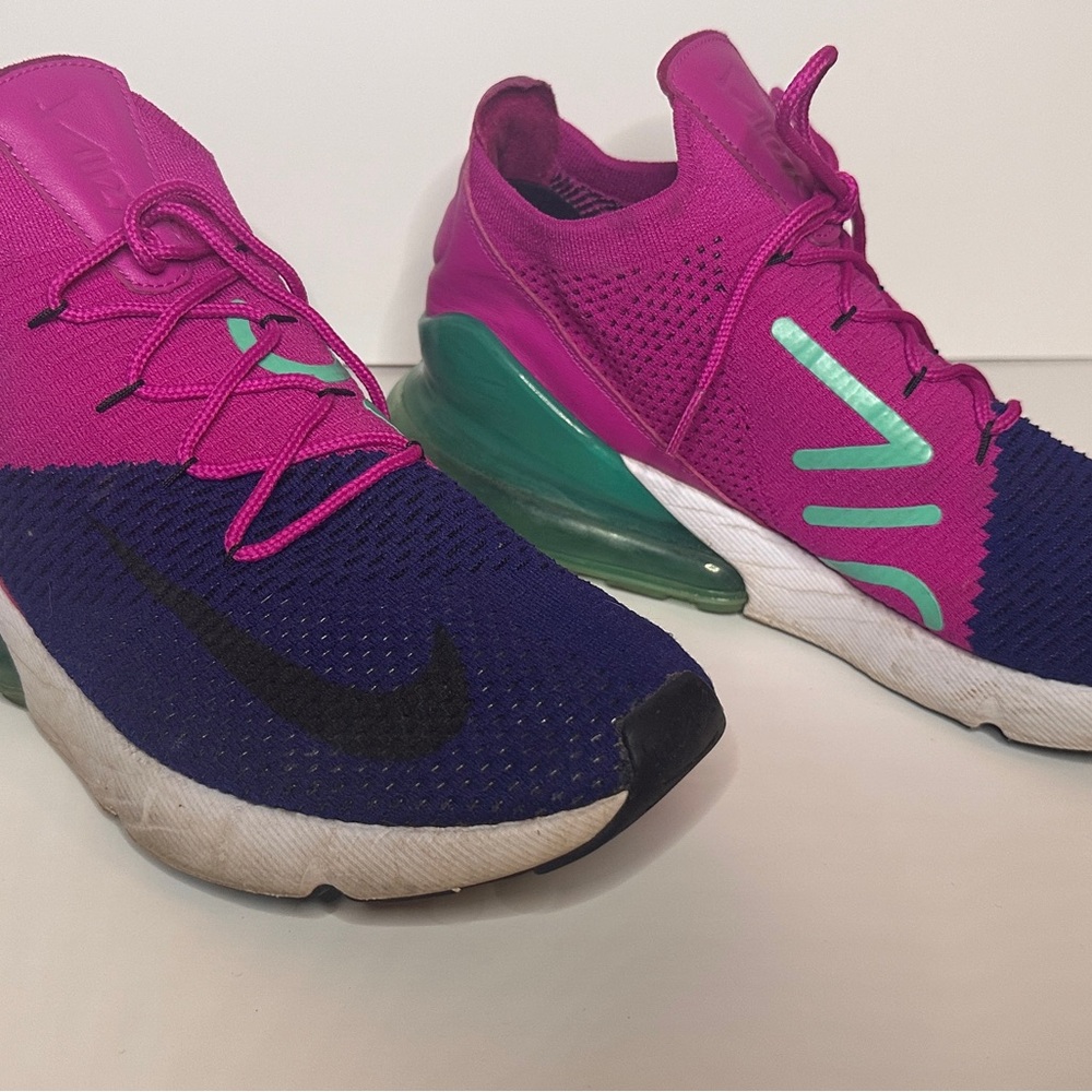 Nike Air Max 270 Flyknit Fuchsia Blue Flash White AO1023-401 Mens Size 11